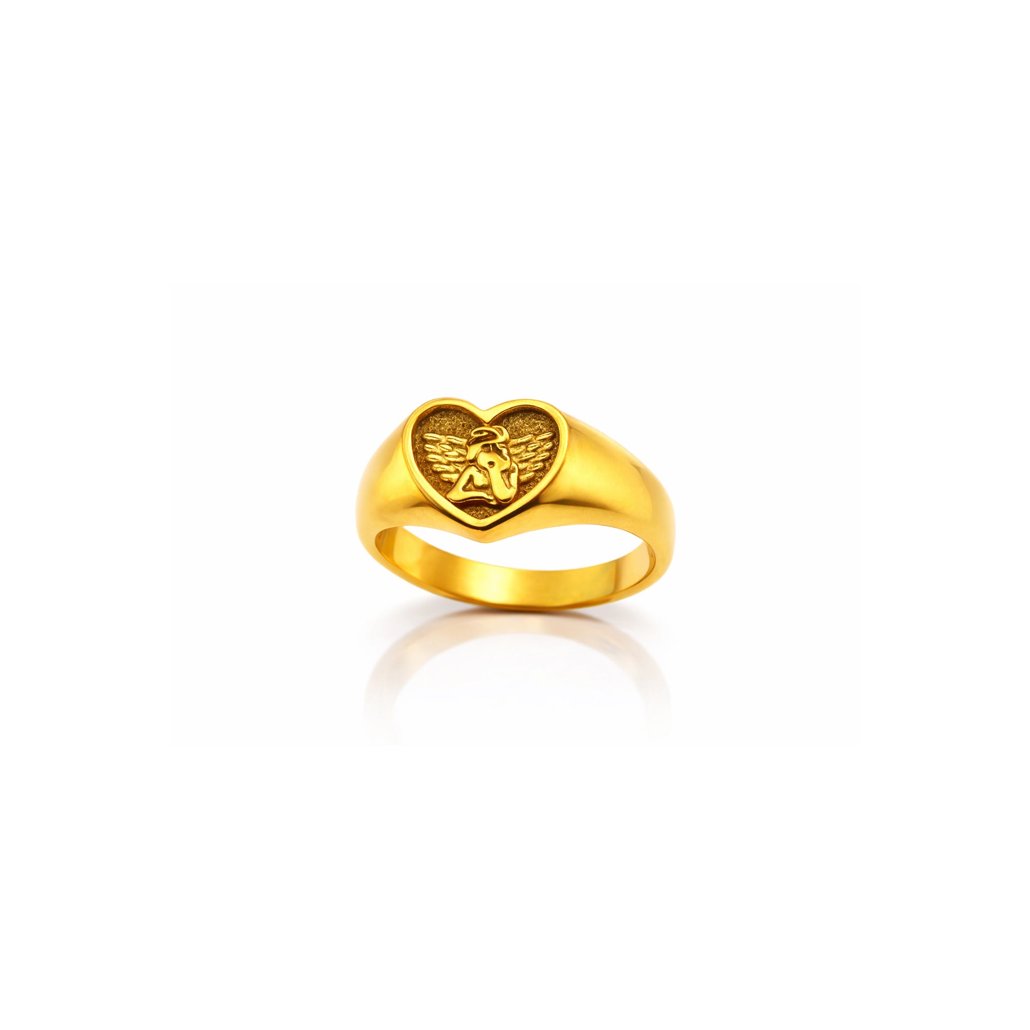 Angel Wing Heart Ring Gold Plated
