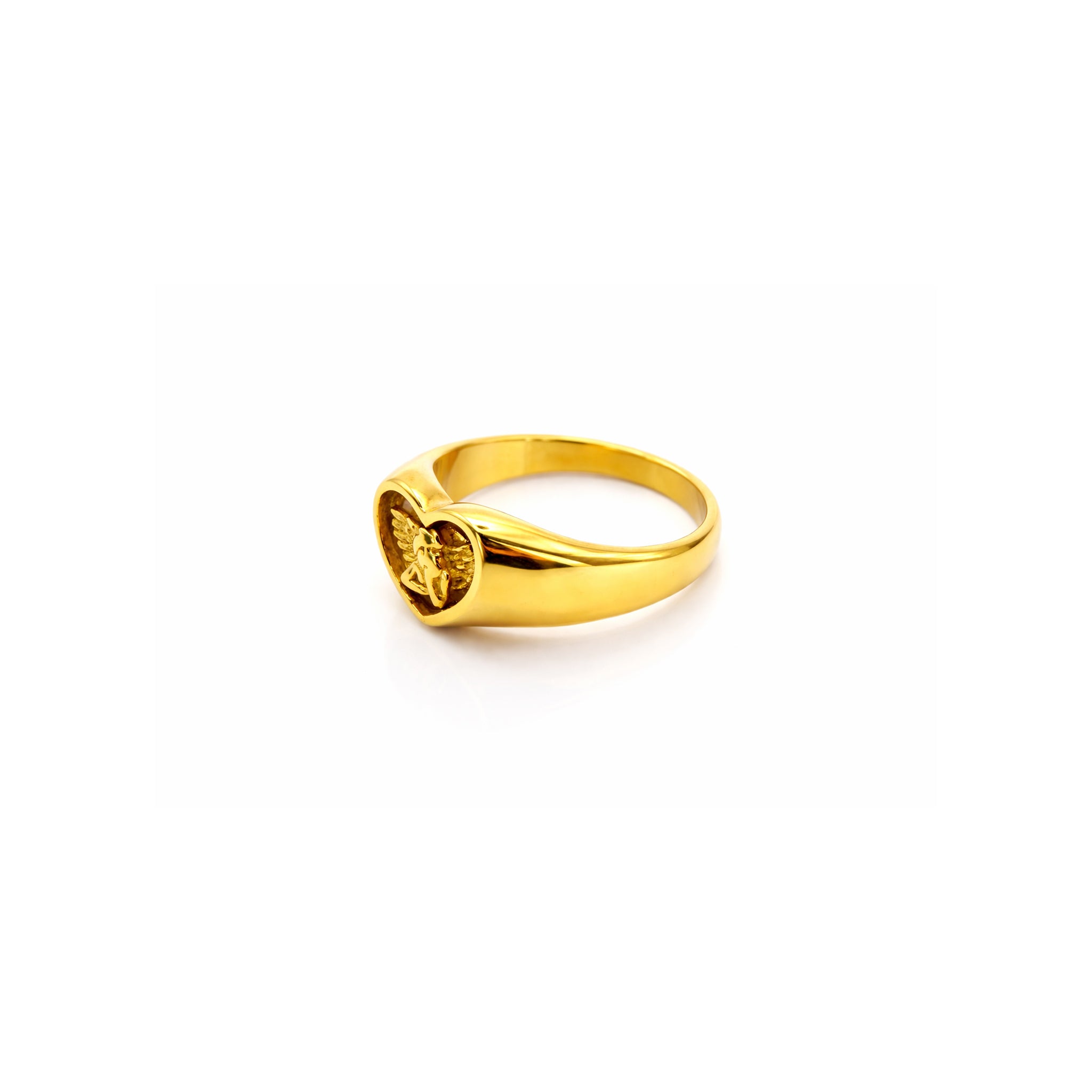 Angel Wing Heart Ring Gold Plated